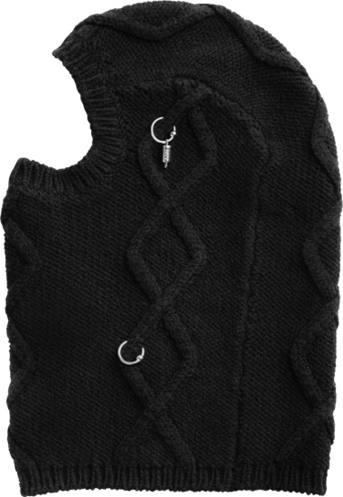 032c Black Cable Knit Pierced Balaclava
