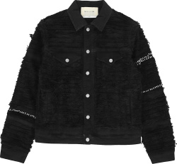Black Shredded & Studded Denim Jacket