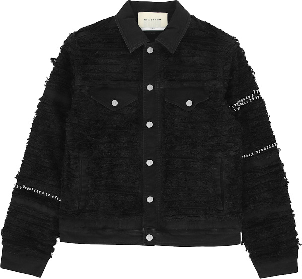 1017 Alyx 9sm Black Shredded Studded Denim Jacket