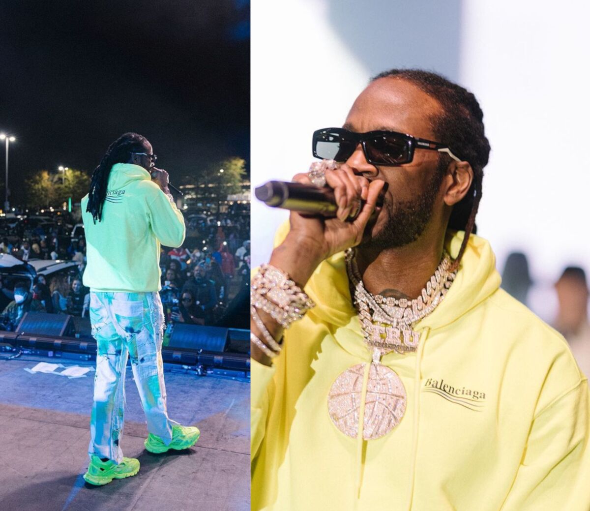 2 Chainz Performs At Celebrity Theater In a Balenciaga Hoodie, Sunglasses, & Sneakers