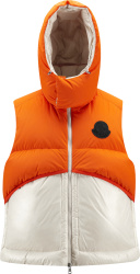 2 Moncler 1952 Orange And White Coll Down Puffer Vest