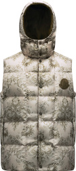 2 Moncler 1952 White And Olive Green Rabeh Down Puffer Vest