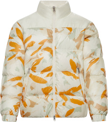 2 Moncler 1952 White And Orange Leaf Camo Print Leppard Puffer Jacket G10921a5400053a74