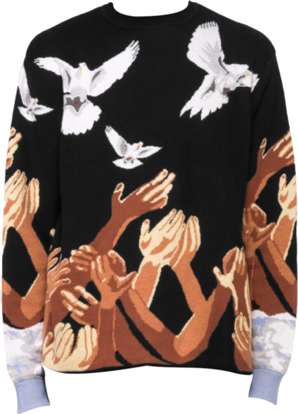 3paradis Open Hand Dove Jacquard Black Sweater
