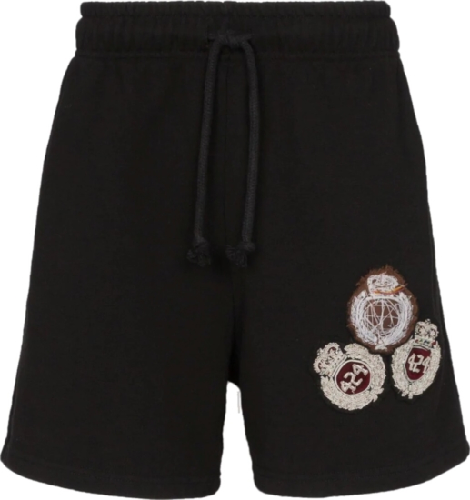 424 Brand Black Short With Logo Crest Embroiderey