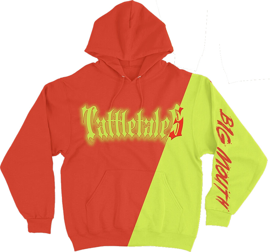 6ix9ine Red & Yellow Split 'Big Mouth' Merch Hoodie | Incorporated Style
