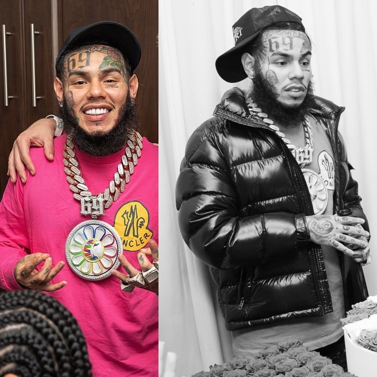 6ix9ine Celebrates His Girlfriends Birthday In An Amiri Hat And Moncler Tee Inc Style