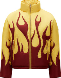 8 Moncler Palm Angels Yellow And Red Flames Clancy Down Puffer Jacket