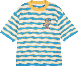 Blue & Yellow Wavy Striped T-Shirt