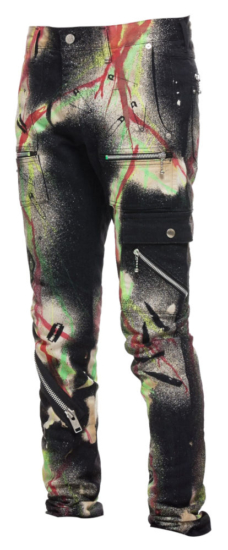 99 Percent Is Black Cargo Pants With Multicolor Spray Paint Splatter