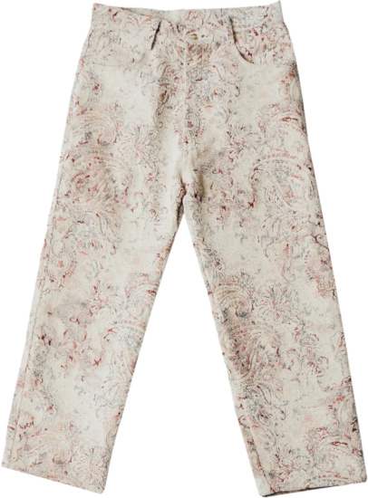 Alte Volant White And Red Floral Tapestry Pants