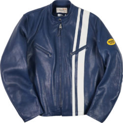 Bates Leather Navy Blue And White Stripe Jacket