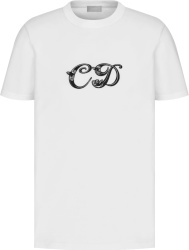 Dior X Kenny Scharf White And Black Cd Logo T Shirt 193j697a0677 C089