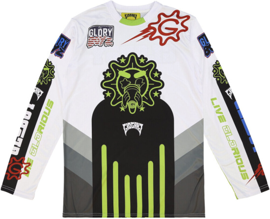 Glogang White & Green Motorcross Shirt