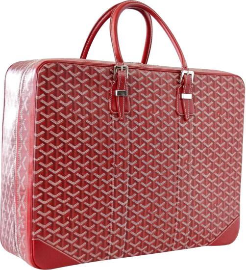 Goyard Soft Red Signature Monogram Majordome 50 Palladium Fittings Suitcase