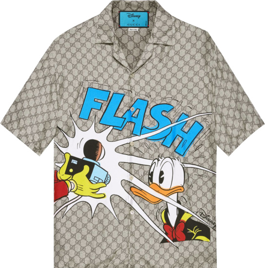 Gucci X Disney Beige Gg Donald Duck Shirt 646446zagcn2165