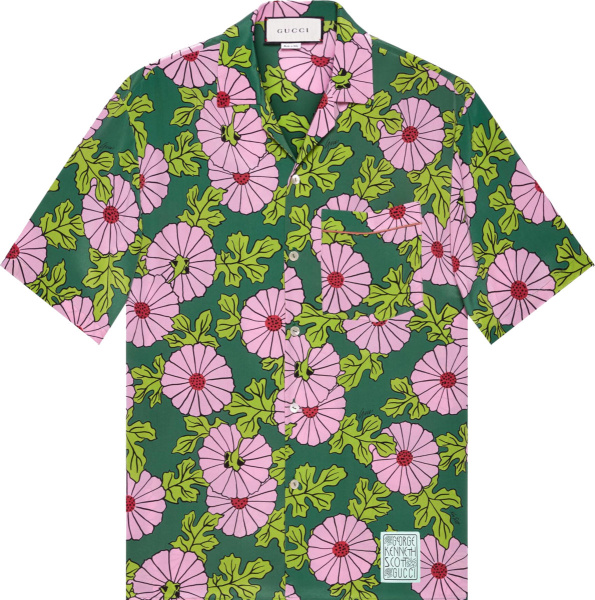 Gucci X Ken Scott Green & Pink Floral Shirt 649832 Zagak 5337
