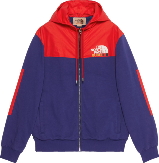 Gucci X The North Face Purple And Red Panel Zip Hoodie