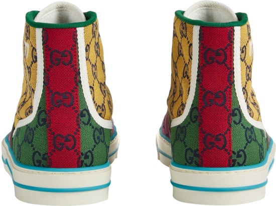 Gucci Yellow Gg Colorblock High Top Canvas Sneakers