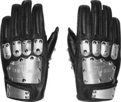 Black Leather & Metal Plate 'Hammer' Gloves