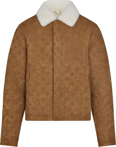 Louis Vuitton Brown Suede & Shearling Collar Jacket 1a89zp