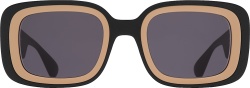 Mykita Studio Black And Beige Trim Oversized Square Sunglasses
