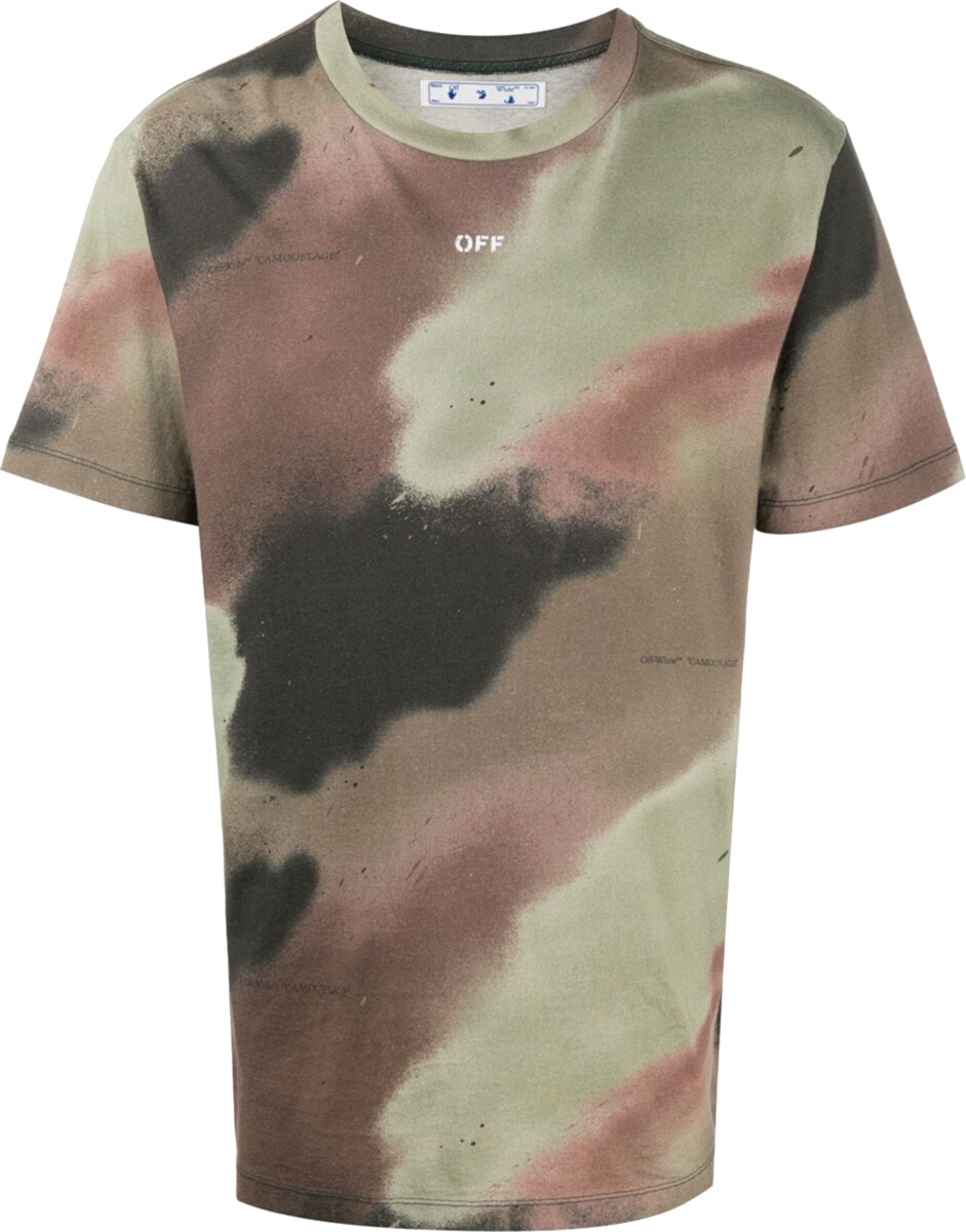 Off-White Brown & Green Camo Stencil-Logo T-Shirt | Incorporated Style