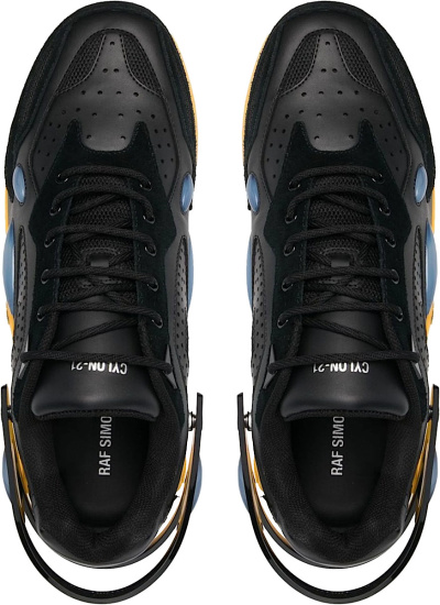 Raf Simons Black And Yellow Sole Leather Sneakers