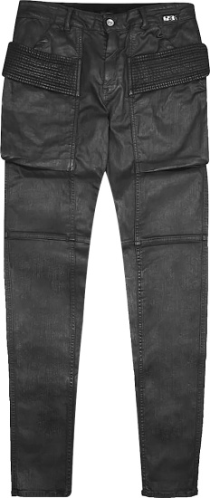 Rick Owens Drkshdw Black Waxed Denim Creatch Jeans