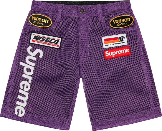 Supreme Vanson Leathers Cordura Mesh Short Purple