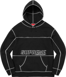 Supreme Black Contrast Stitch Logo Hoodie