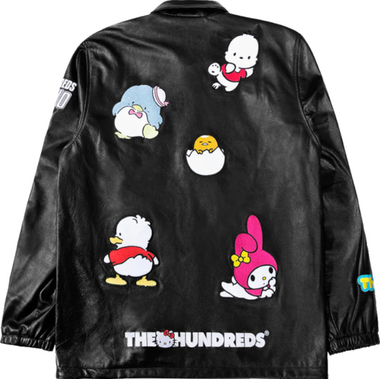 The Hundreds X Sanrio Black Leather Sponsor Jacket