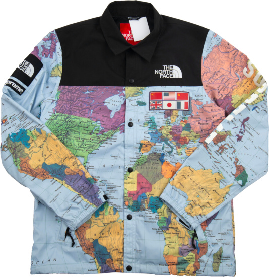 supreme north face world map jacket