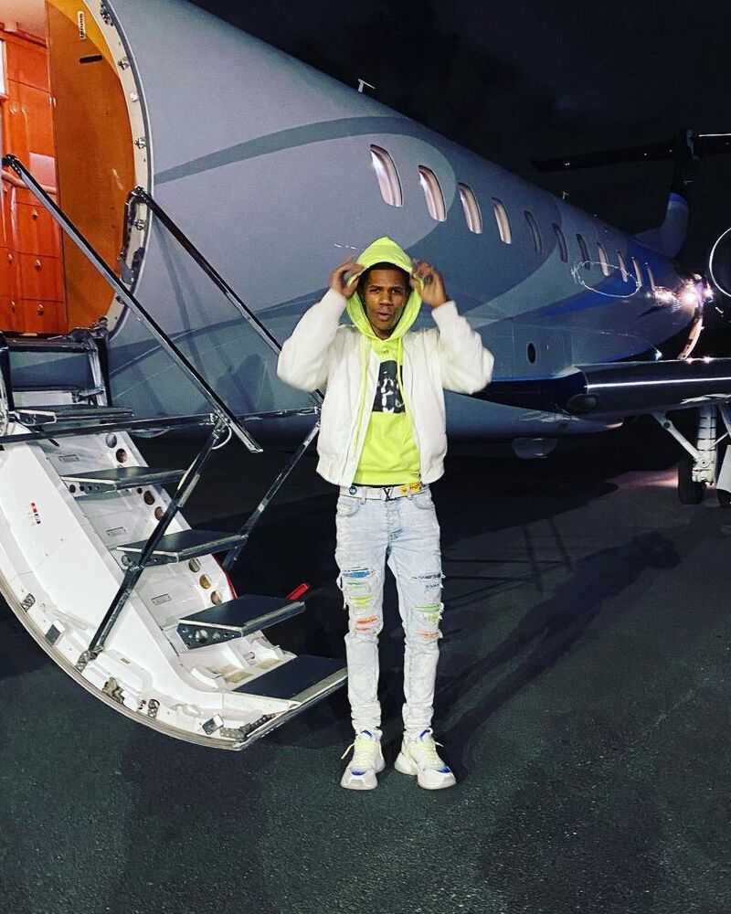 A Boogie Wearing an Off-White Hoodie With Amiri Jeans & LV Sneakers + Belt