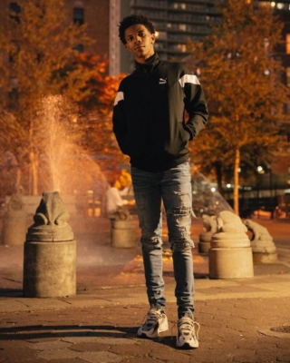 A Boogie Wearing New Puma Rs X3 Puzzle Sneakers With A Black Track Jacket And Amiri Jeans