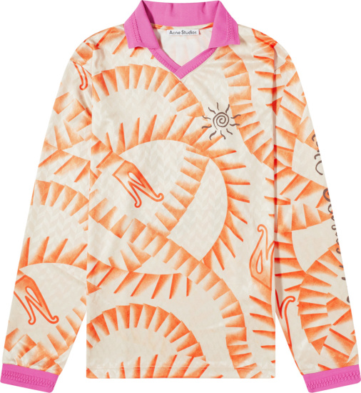 Acne Studios Orange Allover Print Long Sleeve Soccer Jersey