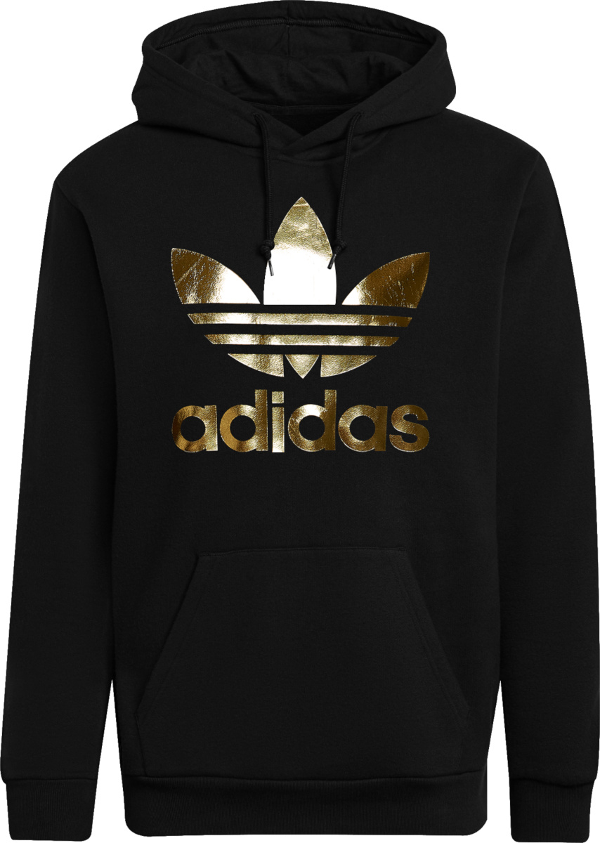 Adidas Originals Black & Metallic Gold Trefoil Hoodie | Incorporated Style