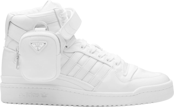Adidas X Prada White Cargo Pocket High Top Leather Forum Sneakers