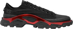 Adidas X Raf Simons Black And Metallic Red Accent Sneakers