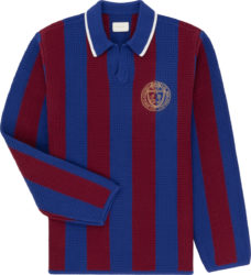 Aime Leon Dore Blue Burgundy Striped Soccer Jersey