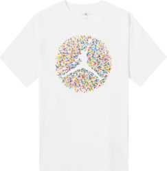 Air Jordan White And Multicolor Speckled Poolside T Shirt