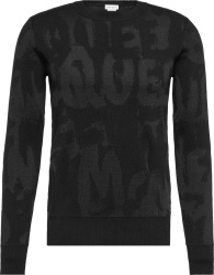 Black Allover Graffiti Logo Sweater