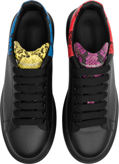 Alexander Mcqueen Black And Multicolor Snakeskin Trim Sneakers