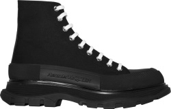 Alexander Mcqueen Black And White Lace Tread Slick Sneaker Boots