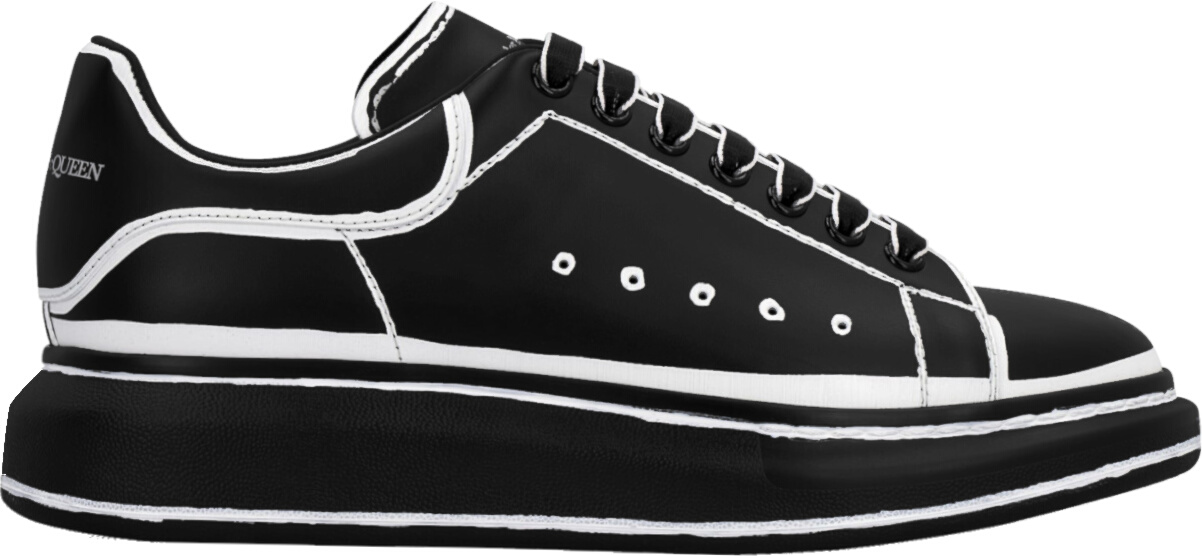 Alexander McQueen Black & White-Outline 'Oversized' Sneakers | Incorporated  Style