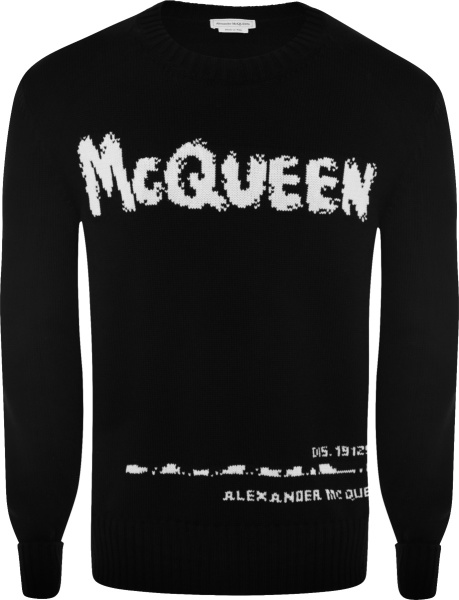 Alexander Mcqueen Black Mcqueen Graffiti Logo Sweater