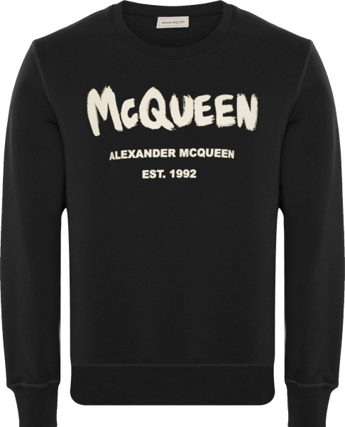 Alexander Mcqueen Black Mcqueen Graffiti Logo Sweatshirt