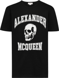 Alexander Mcqueen Black Varsity Skull Logo T Shirt