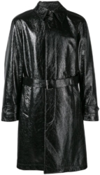 Alexander Mcqueen Black Wrinkled Leather Coat