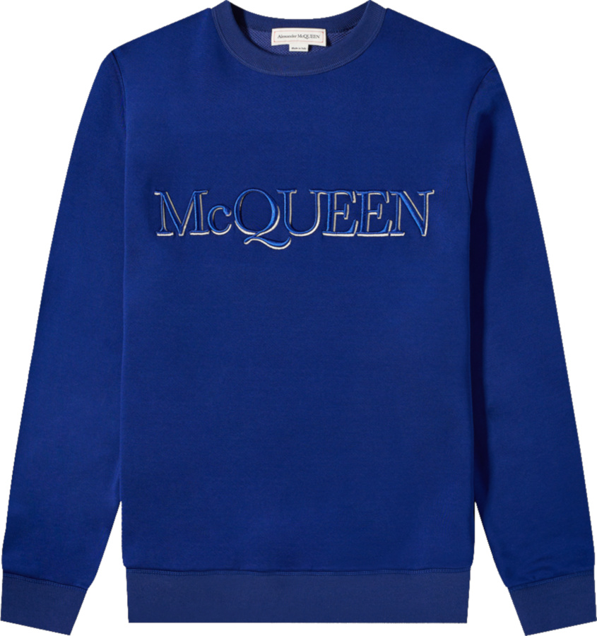Alexander McQueen Blue Logo-Embroidered Sweatshirt | Incorporated 